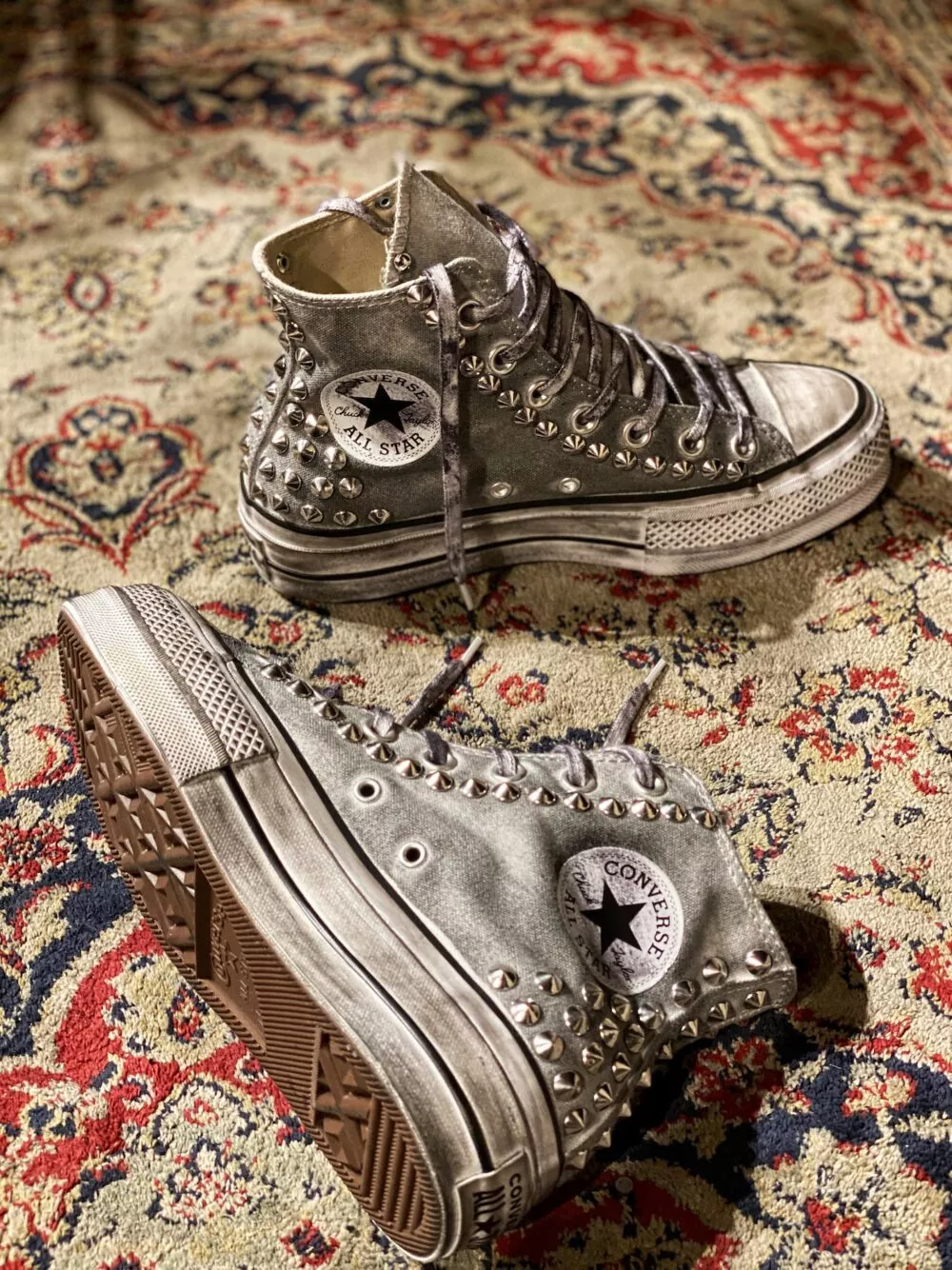 CONVERSE LTD PLATFORM HIGH Grey Heel Borchie Argento SAMPLE SALE - foto 2
