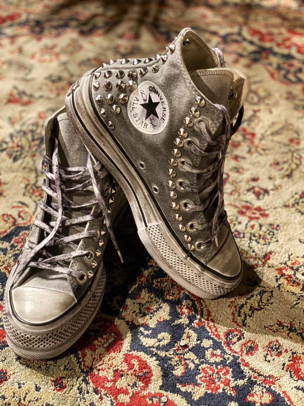 CONVERSE LTD PLATFORM HIGH Grey Heel Borchie Argento SAMPLE SALE - foto 3