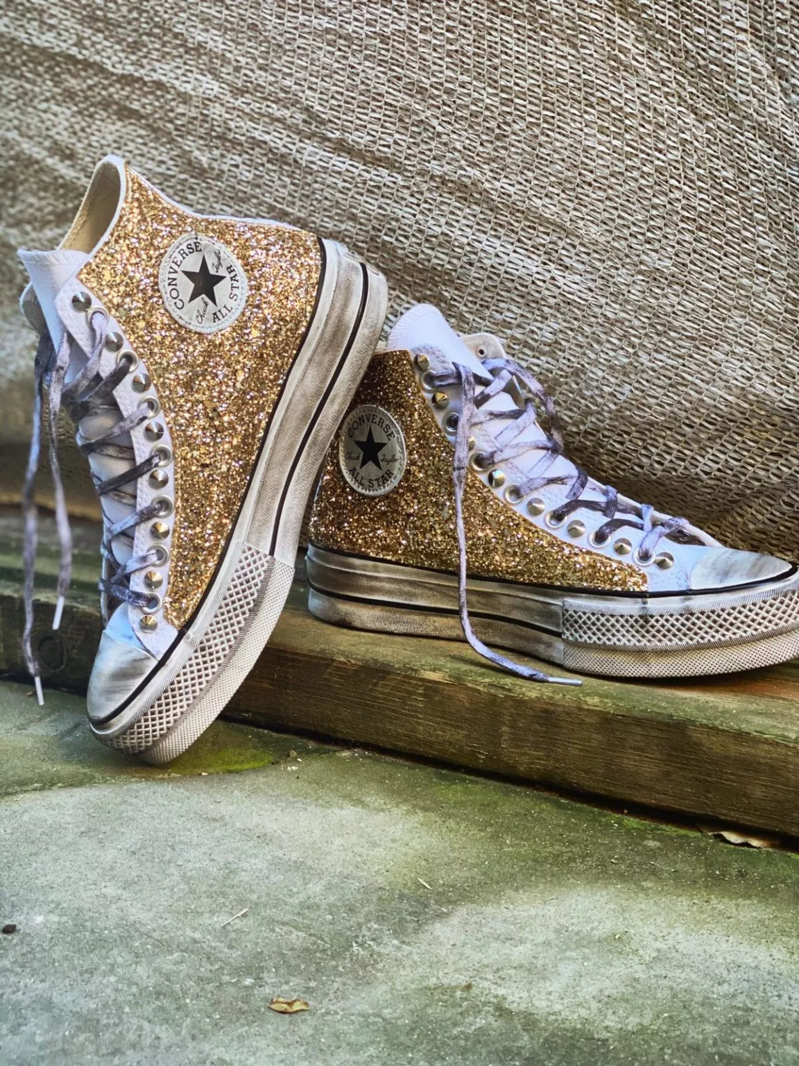 CONVERSE PLATFORM HIGH White Glitter Oro SAMPLE SALE - foto 2