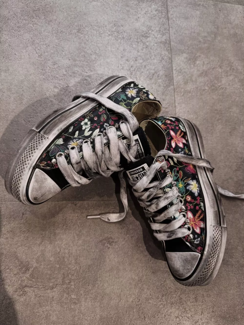 CONVERSE Platform Low FLORAL Black
