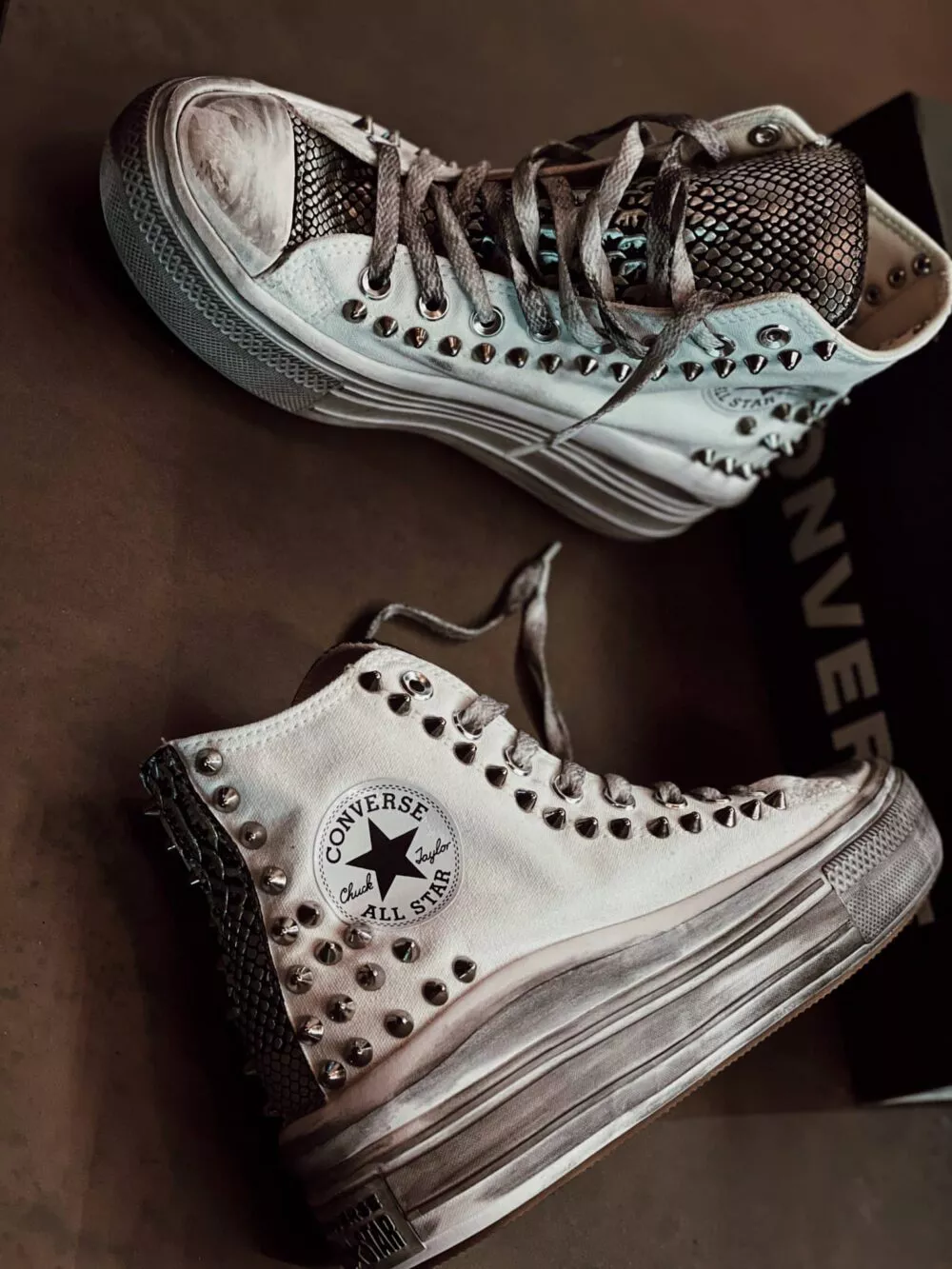 CONVERSE Platform High MOVE White PITONE ARGENTO SAMPLE SALE