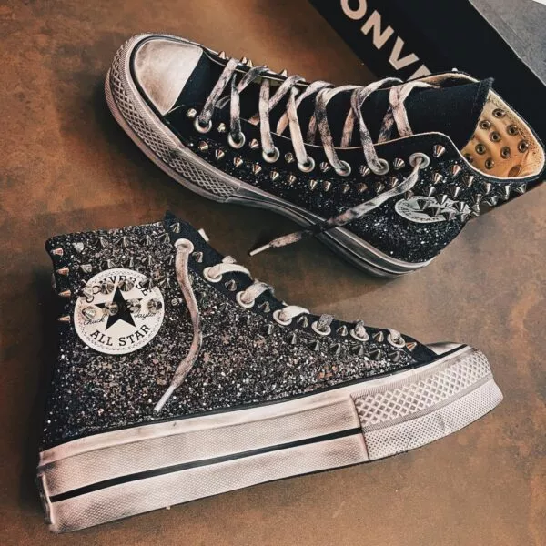 CONVERSE PLATFORM HIGH Black Glitter Collar