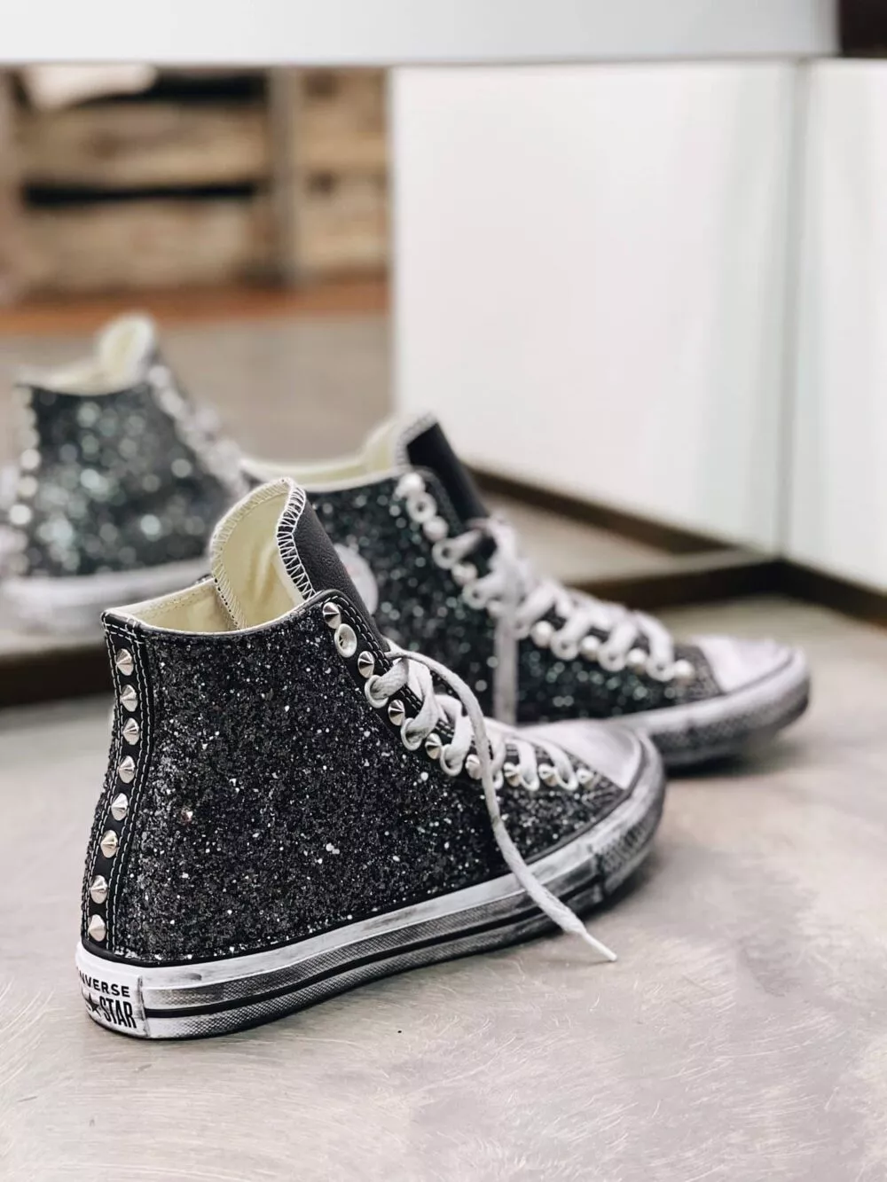 Converse Classic Leather Black Glitter - foto 2
