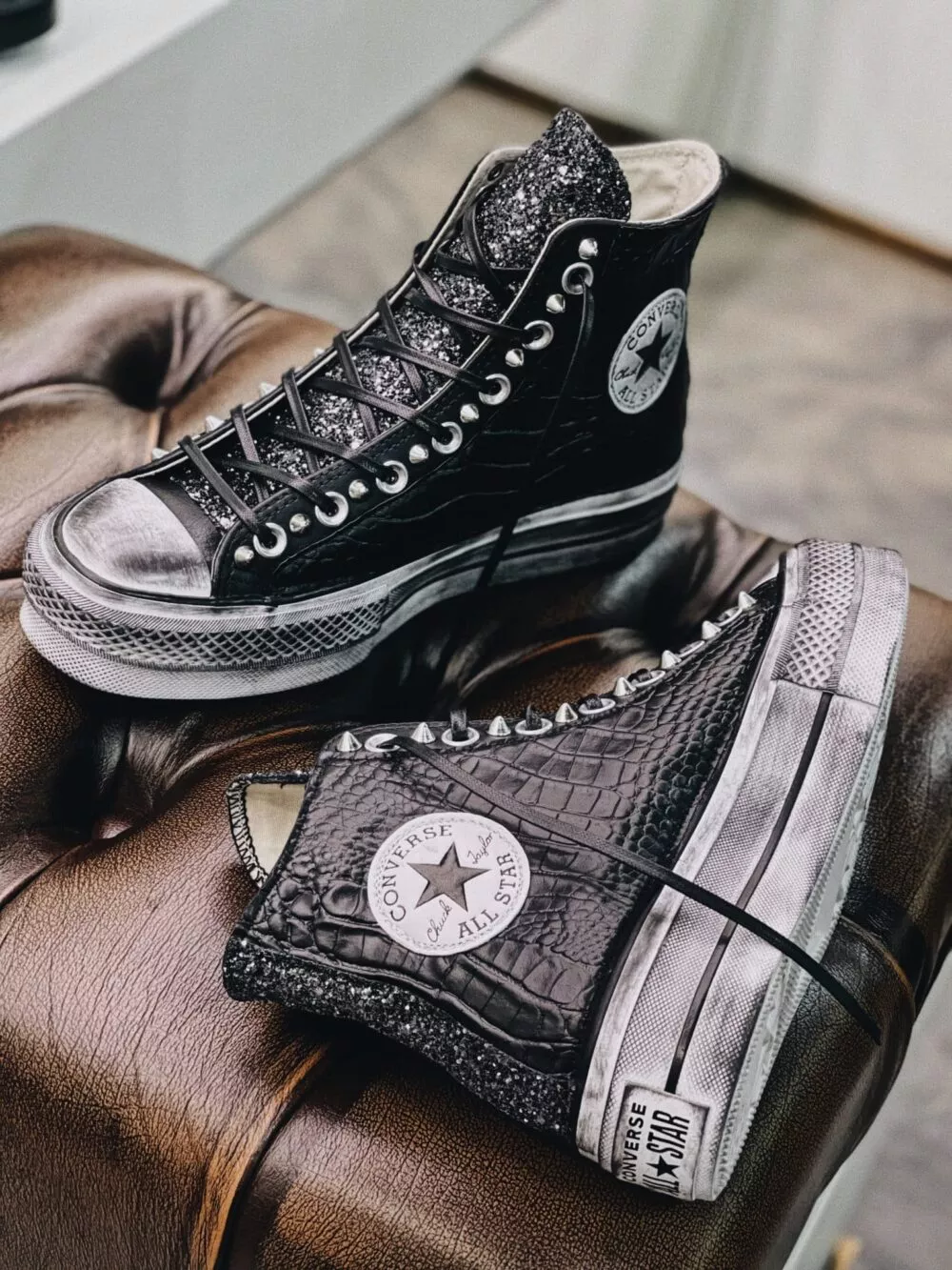 Converse High Platform Black Super Croco