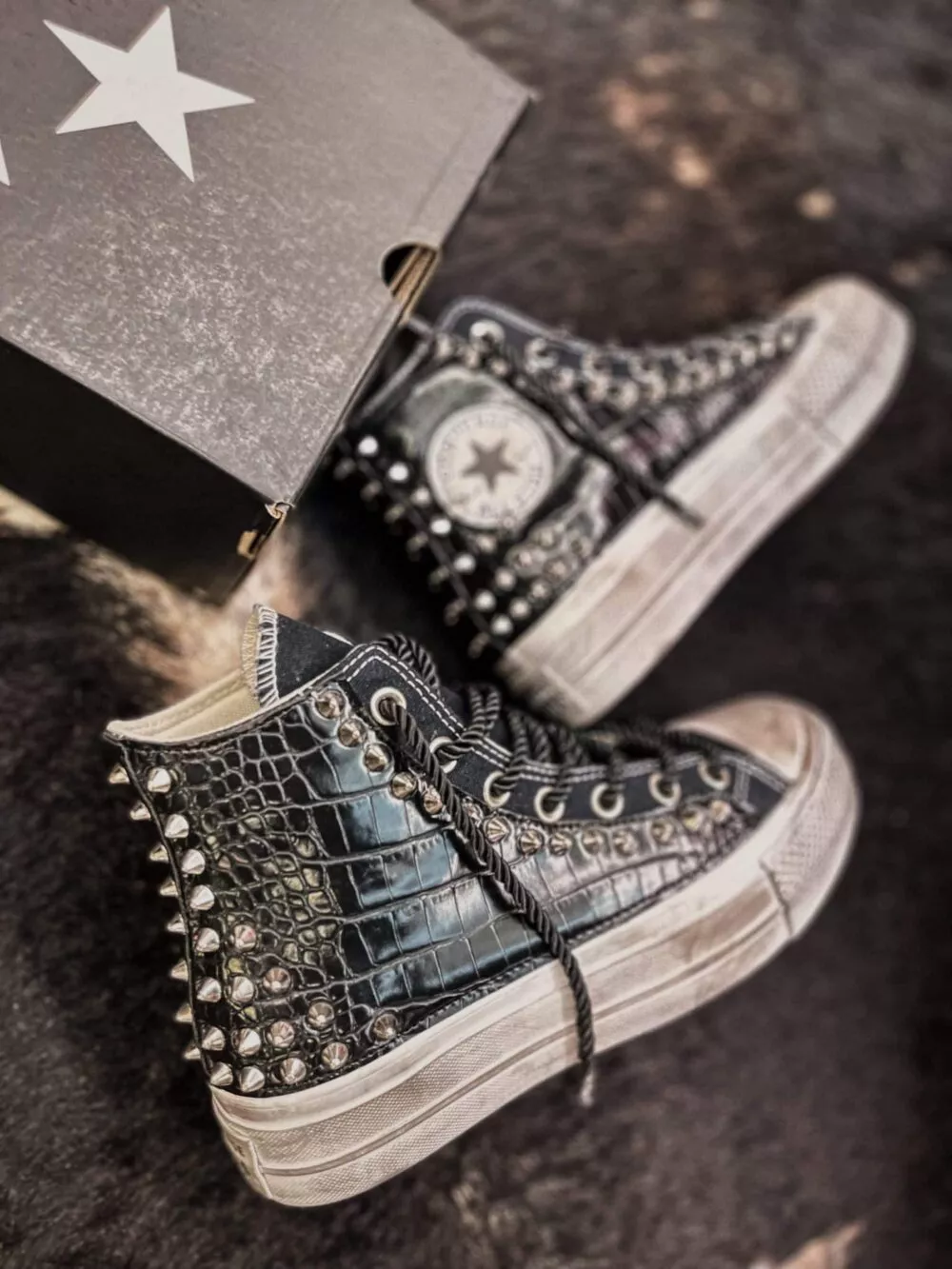 CONVERSE HI Platform Black SAVAGE Croc SAMPLE SALE - foto 2