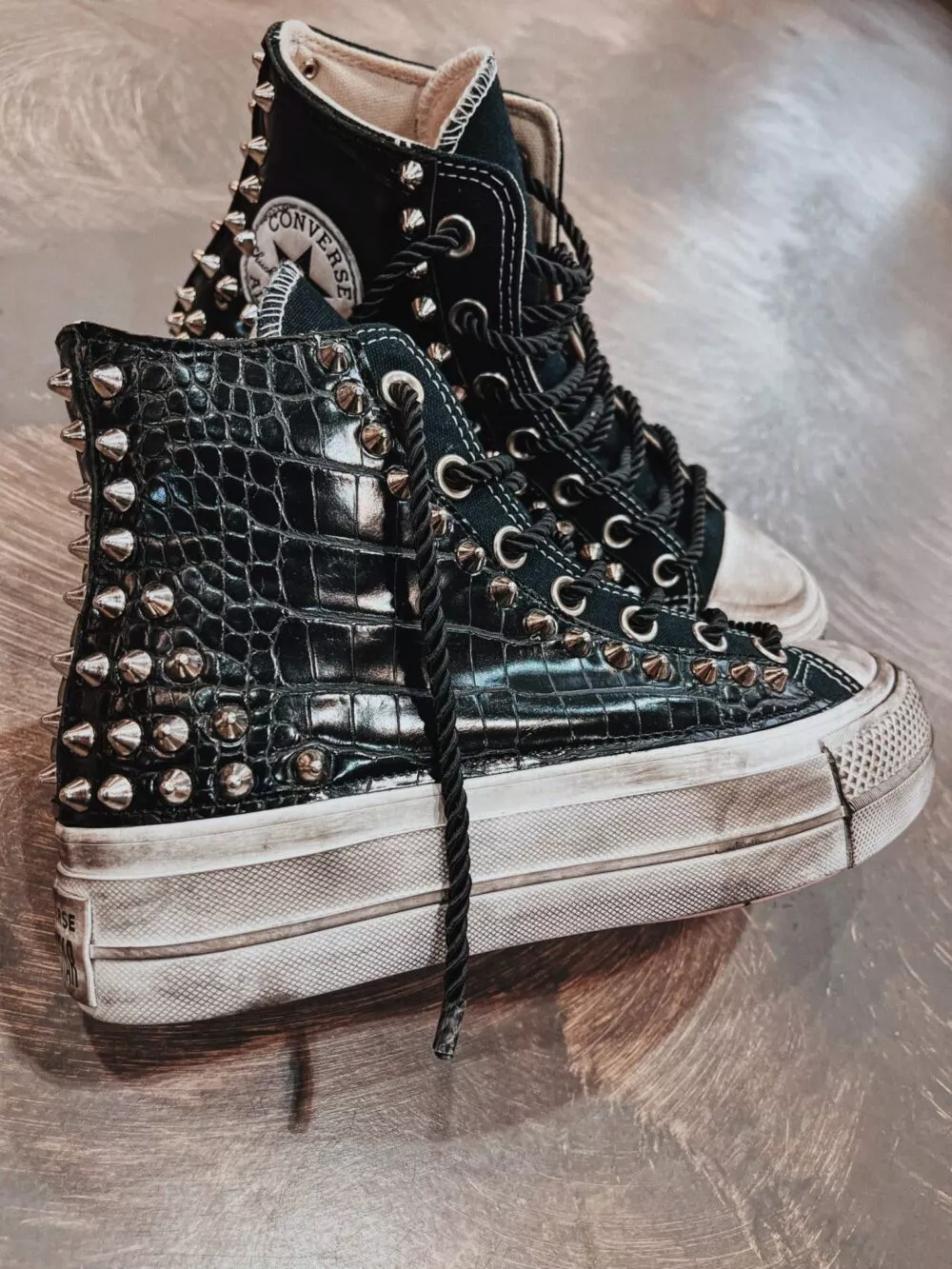 CONVERSE HI Platform Black SAVAGE Croc SAMPLE SALE