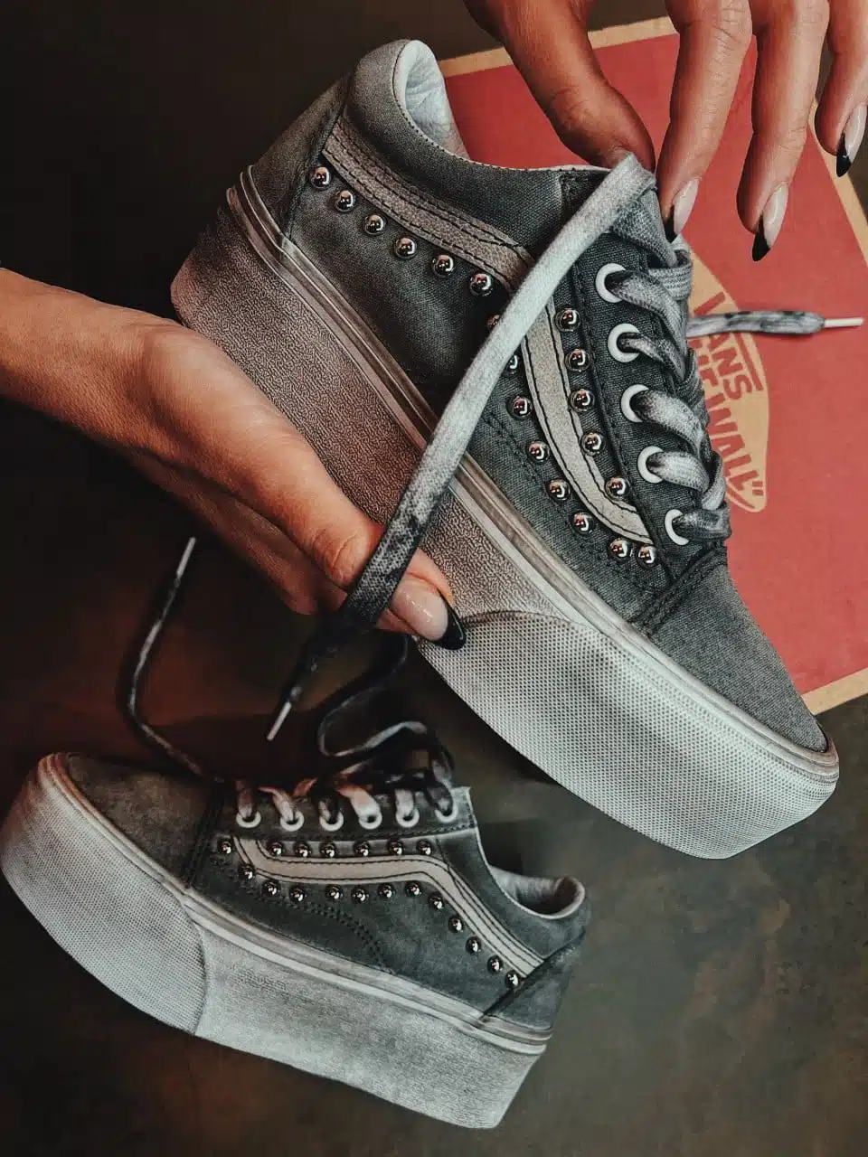 VANS Old SKOOL Super PLATFORM Grey LTD Borchie Sferiche
