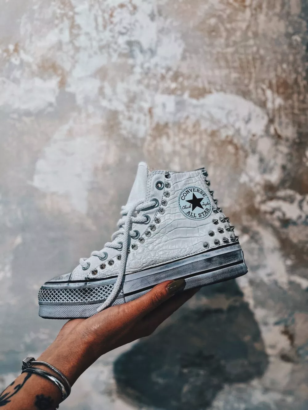 CONVERSE Platform High White Savage Croc SAMPLE SALE