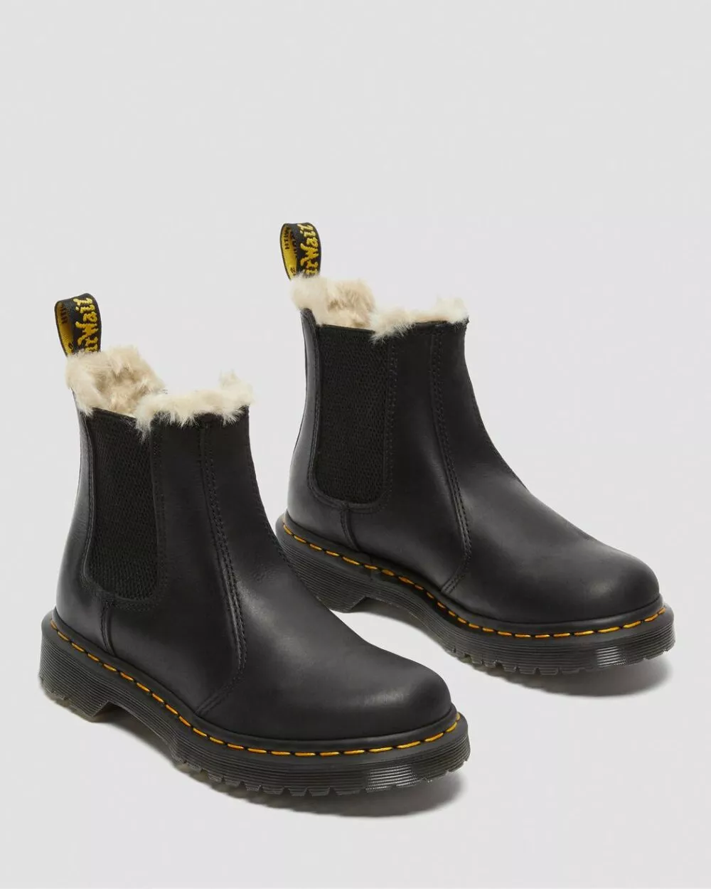 DR MARTENS STIVALETTI CHELSEA DI PELLE CON RIVESTIMENTO IN PELLICCIA 2976 LEONORE - foto 2