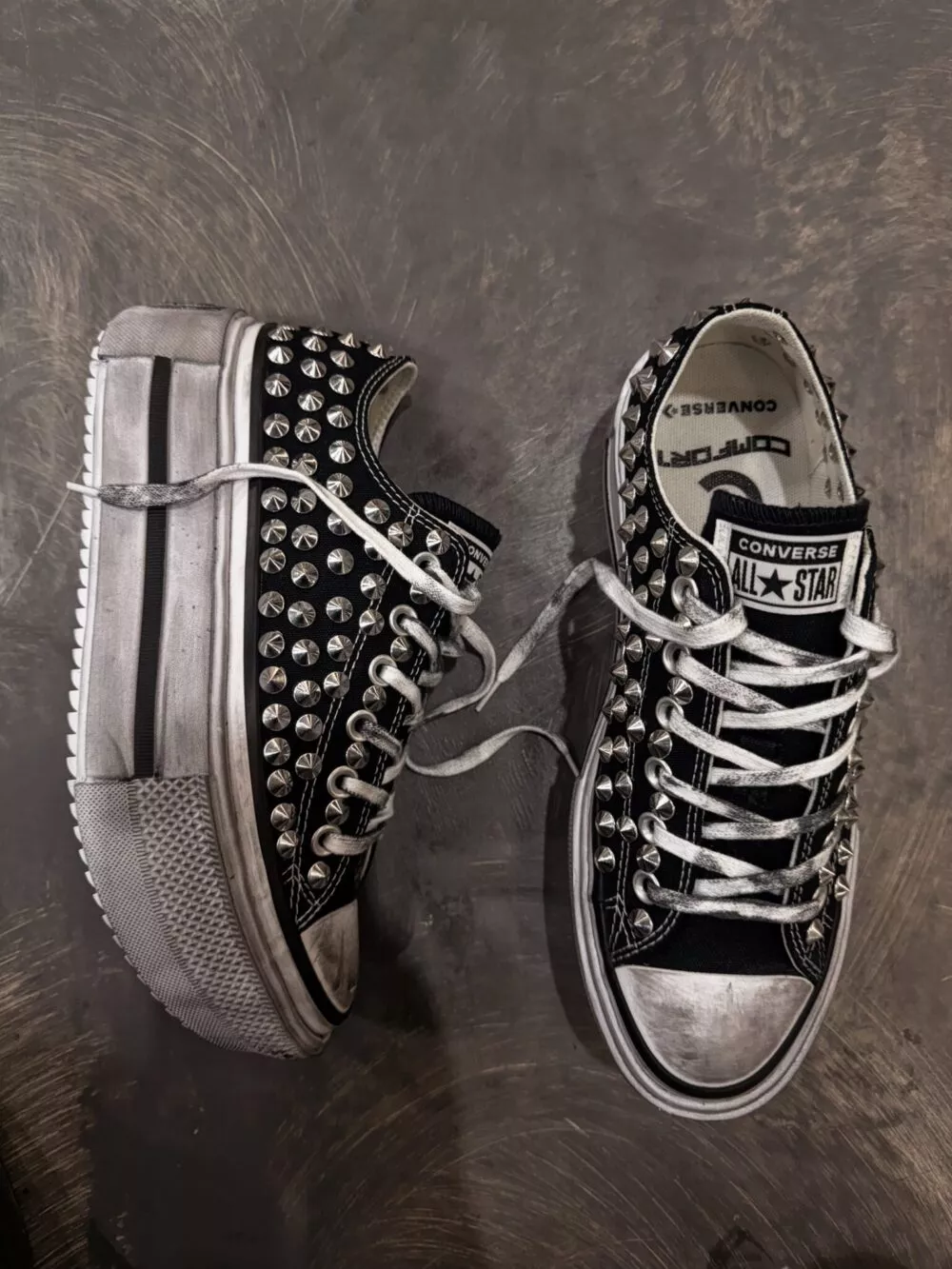 CONVERSE DOUBLE STACK LOW Black Full Borchie - foto 3
