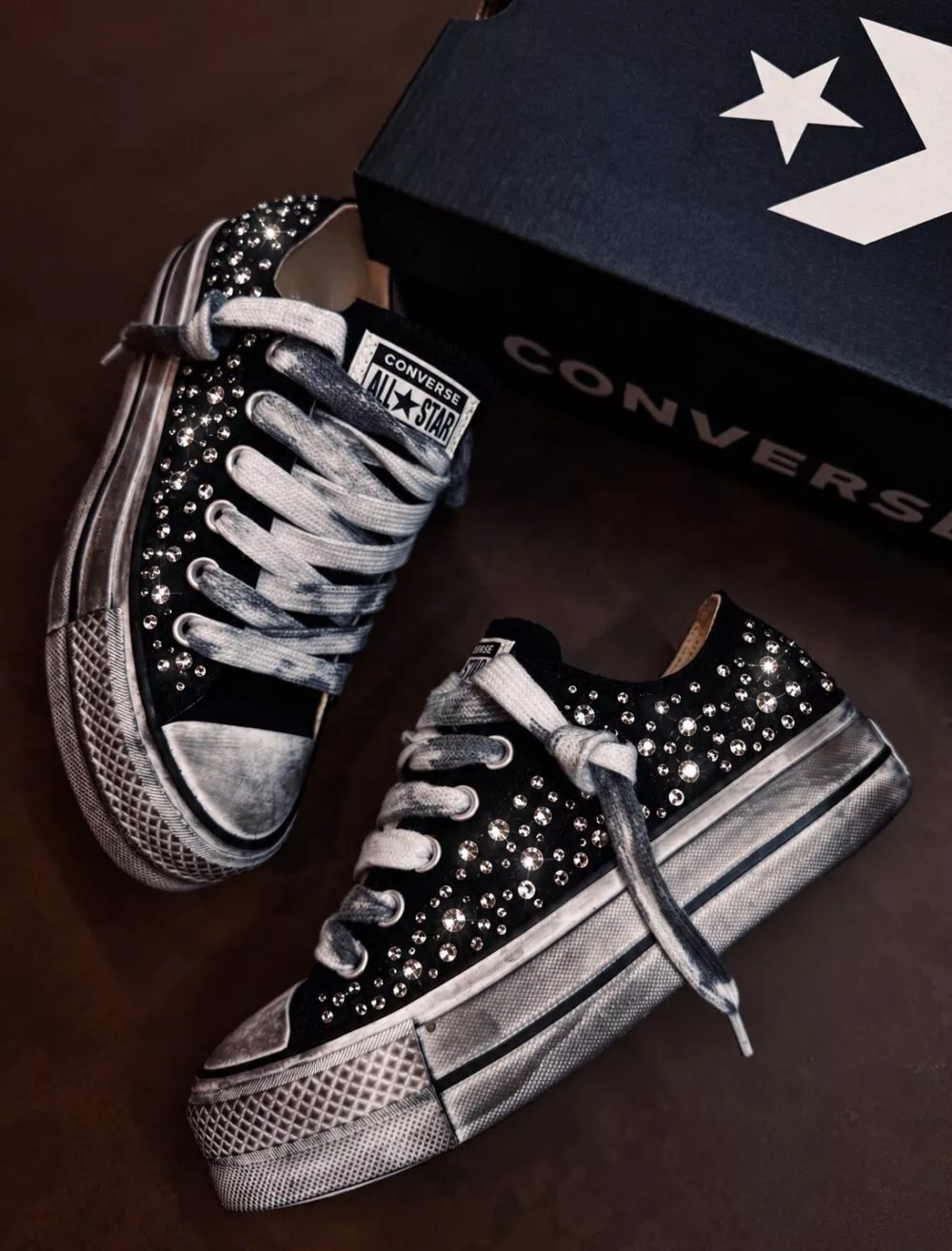 CONVERSE Platform Low Black RHINESTONES - foto 2