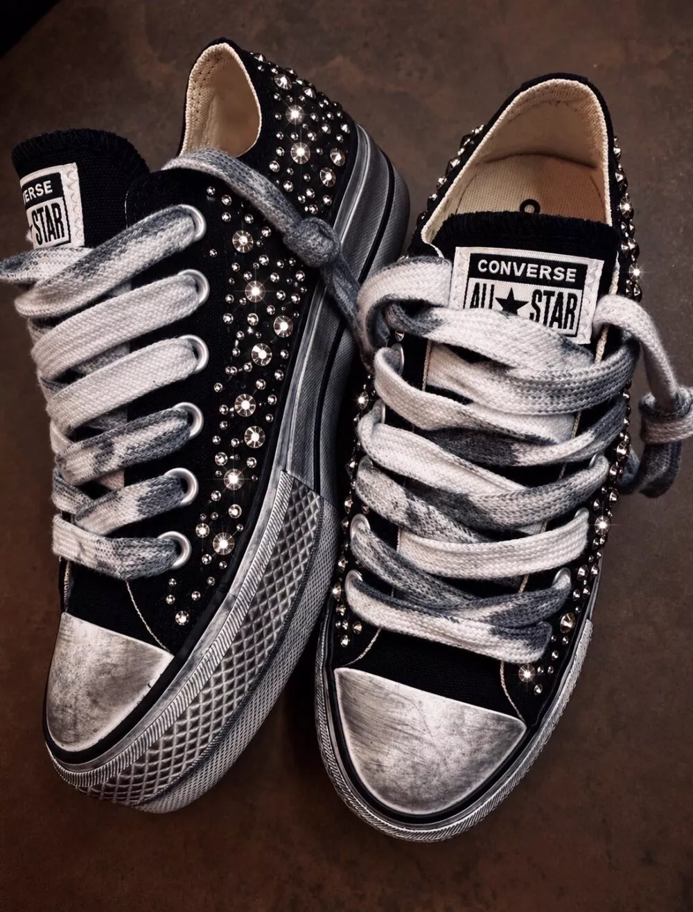 CONVERSE Platform Low Black RHINESTONES