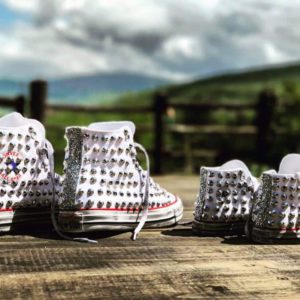 Converse Hi White Borchie + Glitter