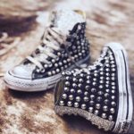 Converse All Stars HIGH nero borchie argento glittter argento 2