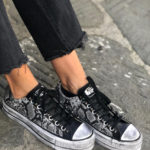 Converse LOW PLATFORM PELLE NERO PITONE BIANCO 3