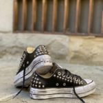 Converse LOW Pelle Black borchie glitter 3