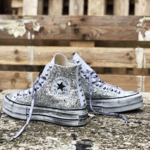Converse Platform High White Glitter Silver