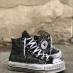 Converse All Stars High Nero Borchie Argento Glitter Argento