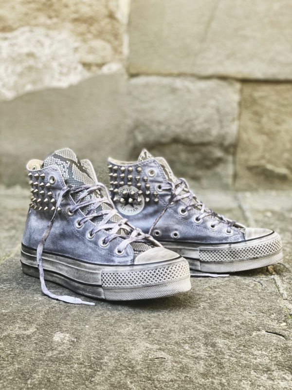 Converse Platform LTD white canvas COLLAR PYTHO Sneakers custom