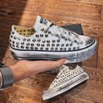 Converse Platform Low White Leather Glitter Silver