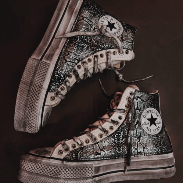 CONVERSE High Platform White Pytho Silver