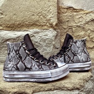 Converse Platform High Leather Black Pitone White