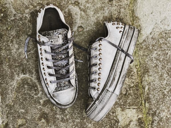 Converse Ltd Low Pelle White Borchie Glitter
