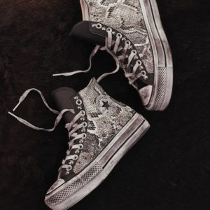 Converse Platform High Leather Black Pitone White