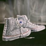 Converse Classic High White Stars Glitter Silver