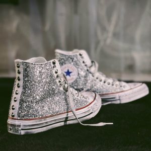 Converse Classic High White Glitter Silver