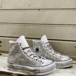 Converse Platform Leather Black Glitter Borchie