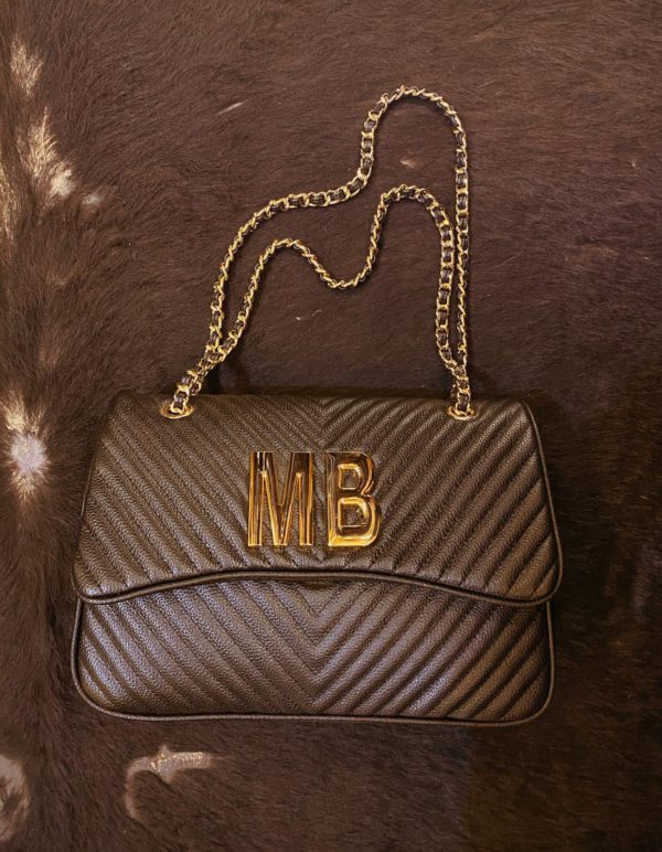 Mia Bag Tracolla Morbida Pelle Nero M B Oro