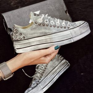 Converse Platform Low Ltd Grigio Borchie Argento