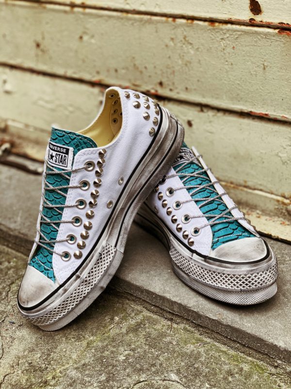 Converse Platform Low White Croc Borchie
