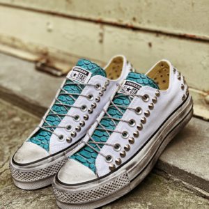 Converse Platform Low White Croc Borchie