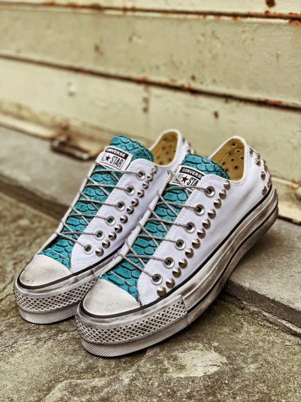 Converse Platform Low White Croc Borchie