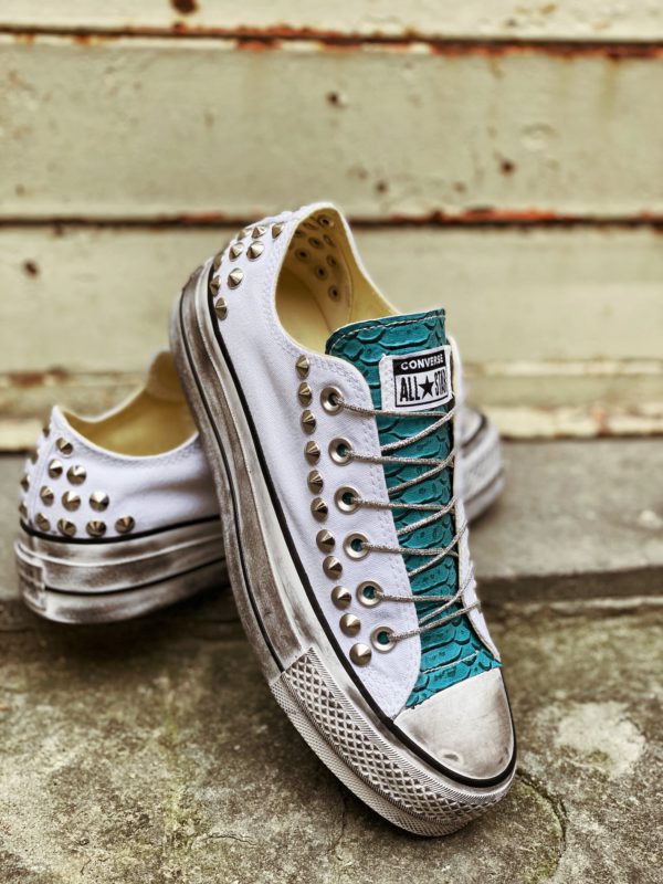 Converse Platform Low White Croc Borchie