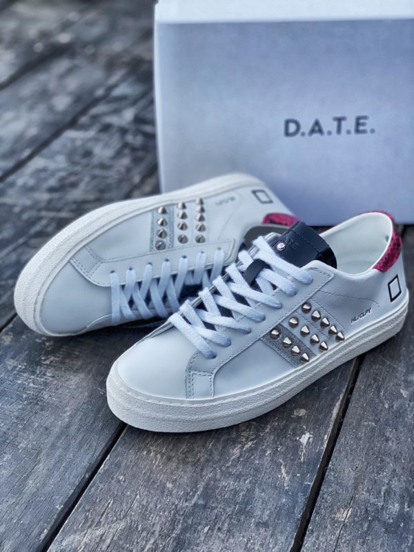 D.A.T.E. Hill Low Bianca Fucsia Borchie