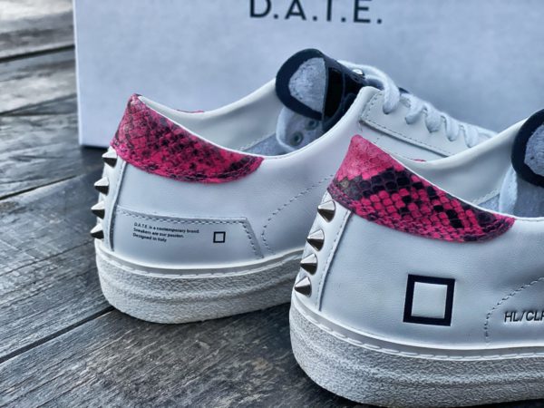 D.A.T.E. Hill Low Bianca Fucsia Borchie