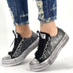 Converse Platform High White Pitone Argento Borchie