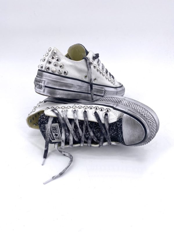 Converse Platform Low Canvas White Glitter Borchie