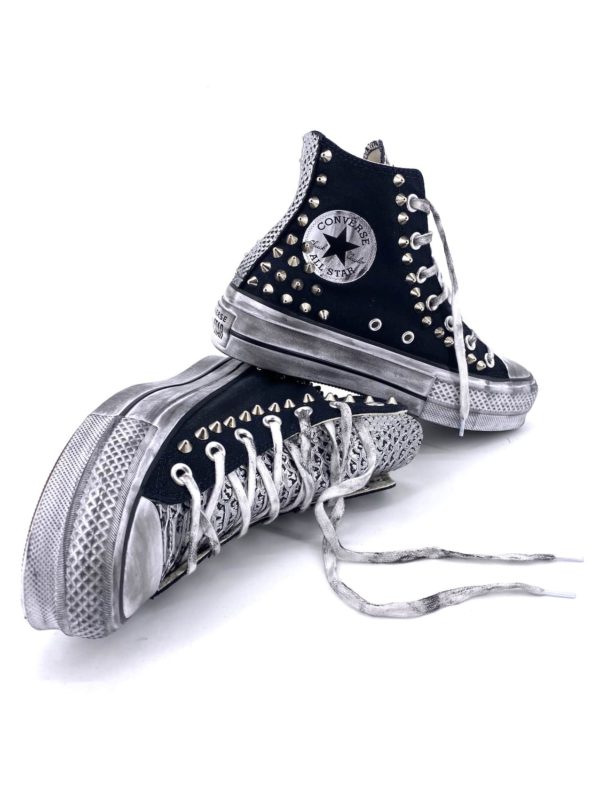 Converse Platform High Black Pitone Argento Borchie