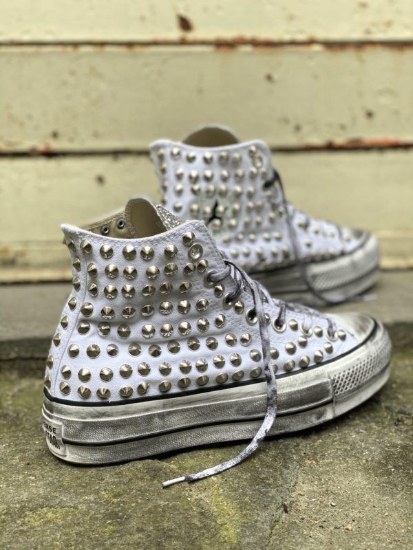 Converse Platform High White Canvas Glitter Borchie