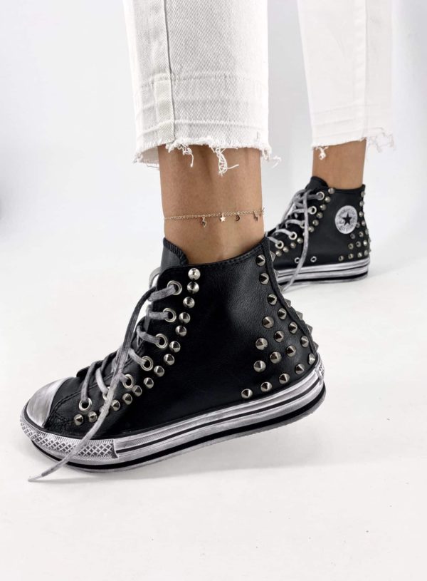 Converse Platform Eva High Black Leather Studs