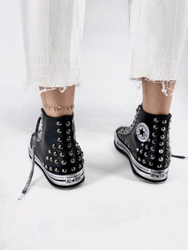 Converse Platform Eva High Black Leather Studs