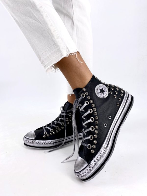 Converse Platform Eva High Black Leather Studs
