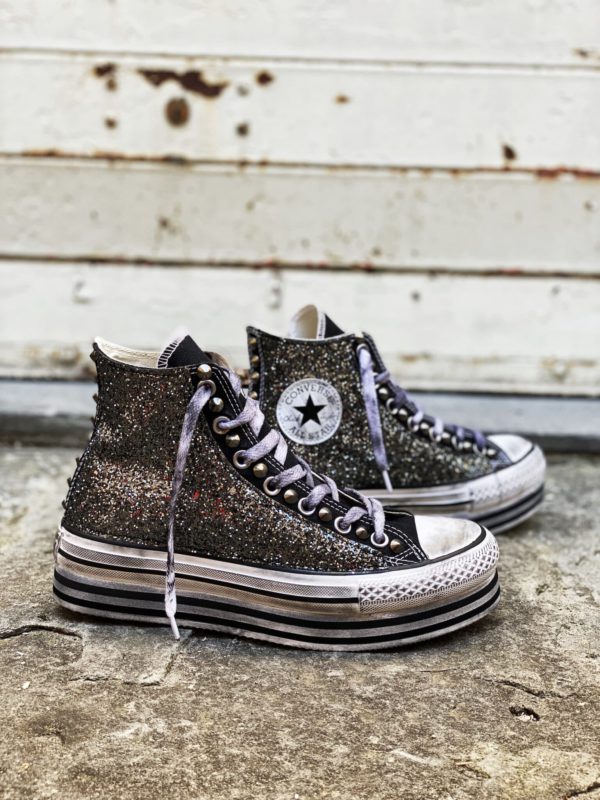 Converse Platform High Layer Black Glitter