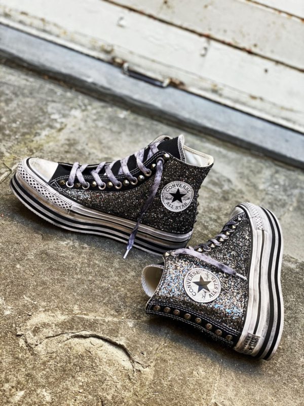 Converse Platform High Layer Black Glitter