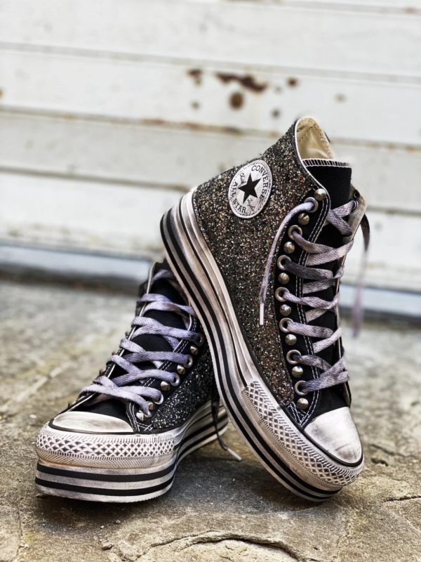 Converse Platform High Layer Black Glitter