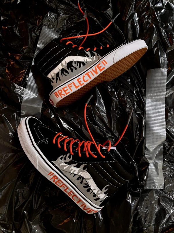 Vans Sk8 High Black Flame Reflective